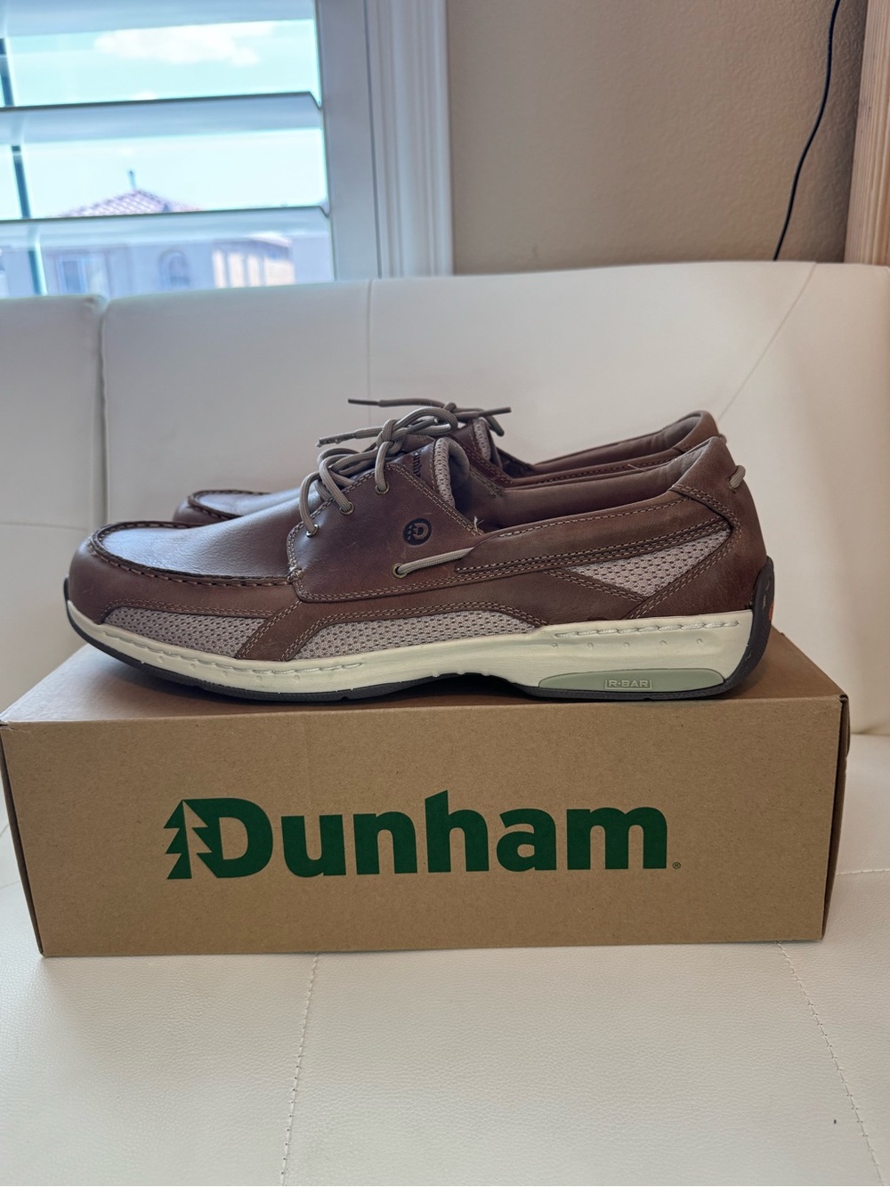 Dunham Brown Leather and Mesh Casual Boat Shoe